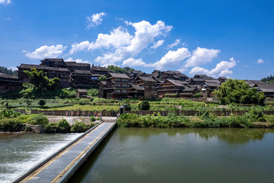 航拍三江侗族旅游景點