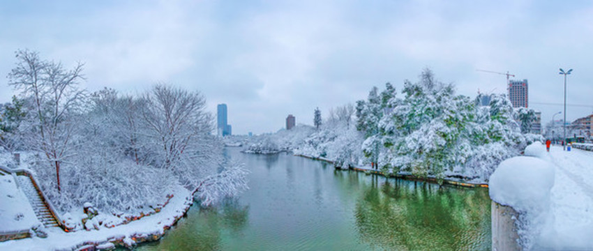 合肥市銀河公園雪景全景圖