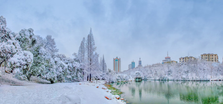 合肥市銀河公園雪景全景圖