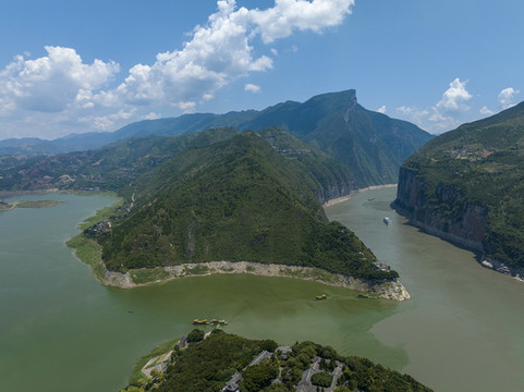 重慶三峽夔門航拍俯拍圖