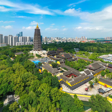 航拍常州天寧禪寺