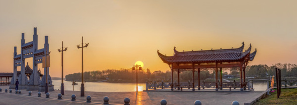 銅陵大通古鎮(zhèn)夕照全景圖