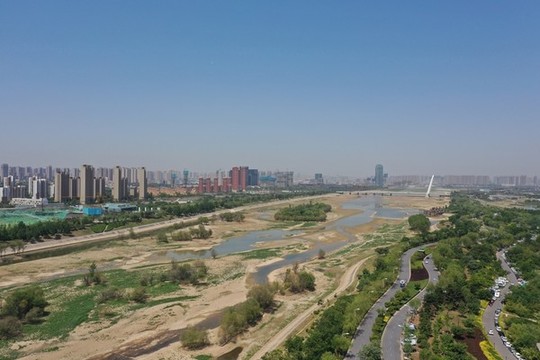航拍灞河濕地公園
