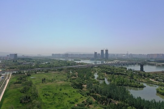 航拍灞河濕地公園