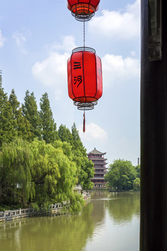 合肥三河古鎮(zhèn)景區(qū)小南河風光