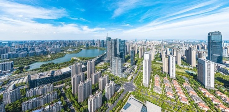 合肥天鵝湖全景城市航拍