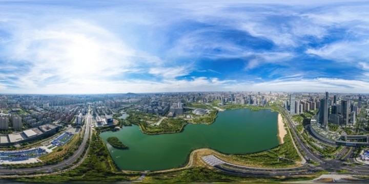 合肥天鵝湖720全景城市航拍