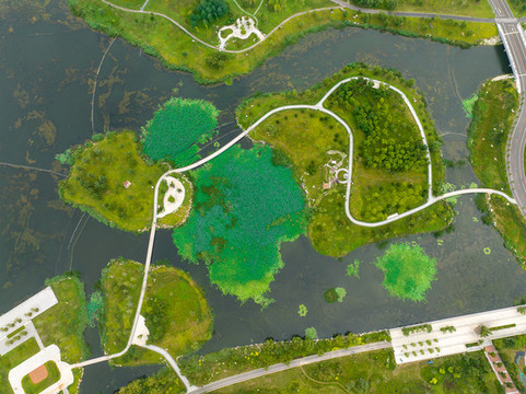 航拍濟南華山公園