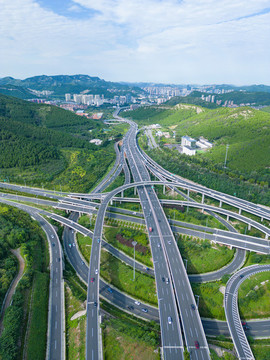航拍濟(jì)南扳倒井立交橋