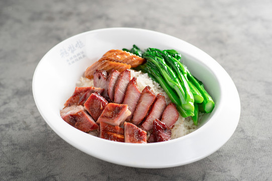 燒排骨拼叉燒飯
