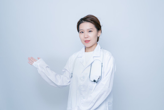 歡迎手勢的醫(yī)生形象
