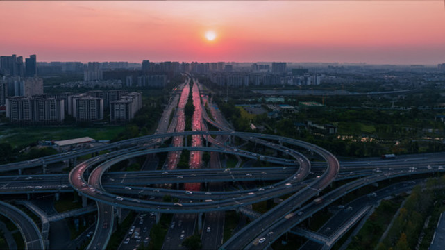 航拍成都鳳凰立交橋