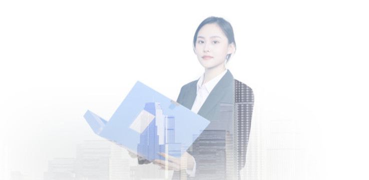 商務(wù)女性和城市景觀的雙重曝光