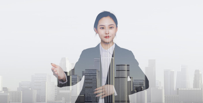 雙重曝光的商務女性形象