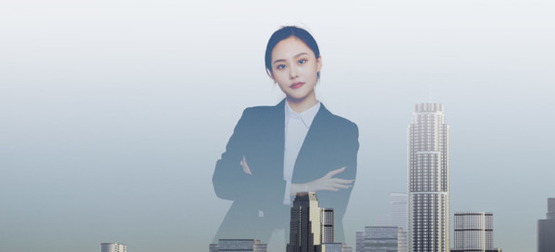商務(wù)女性和城市景觀的雙重曝光