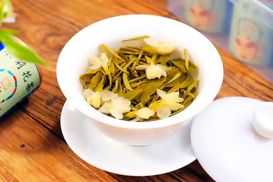 茉莉花茶茶葉特寫