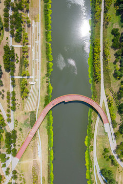 航拍平頂山市湛河烏江河口公園