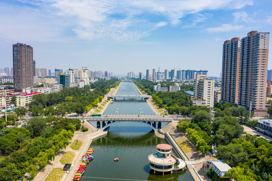 航拍河南平頂山湛河公園游覽區(qū)
