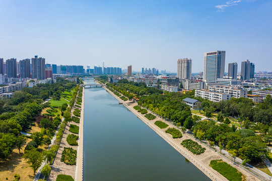航拍河南平頂山湛河公園游覽區(qū)