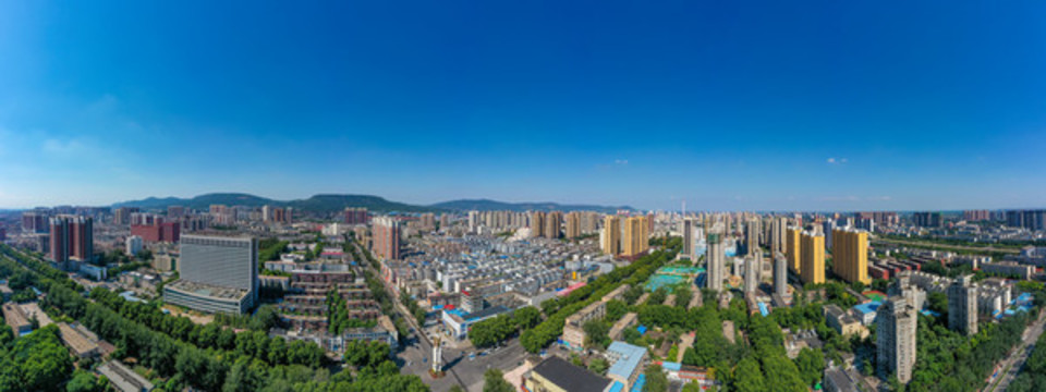 航拍河南平頂山市城市地標雕塑