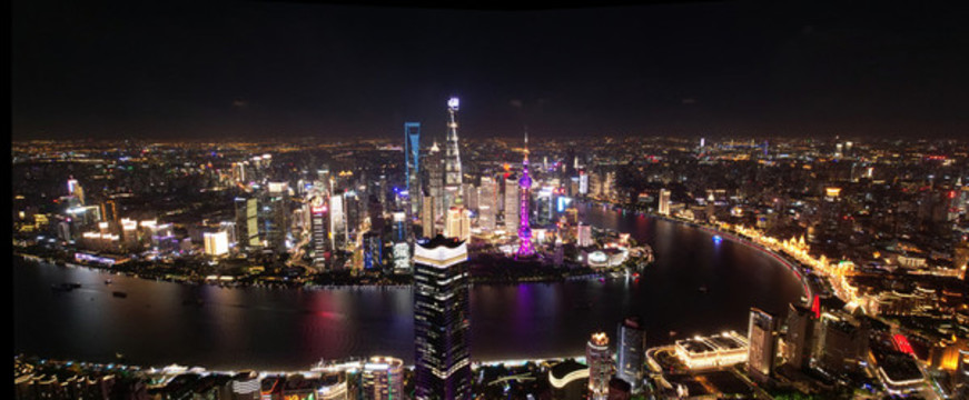 航拍上海夜景