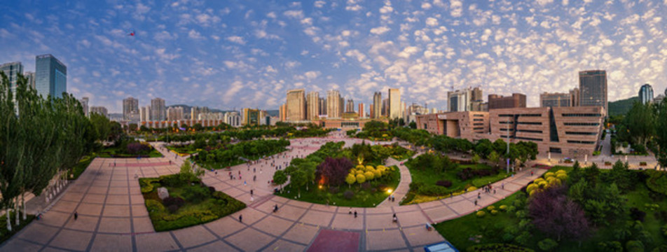 青海西寧新寧廣場(chǎng)航拍全景