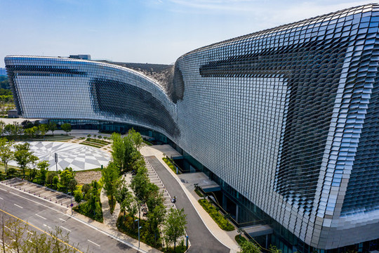 航拍河南鄭州河南省科技館新館