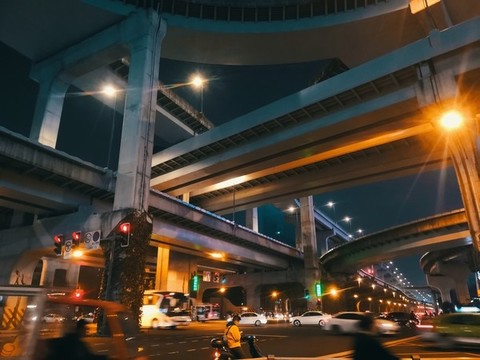 四川成都夜晚的立交橋