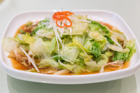 一盤白灼西生菜特寫