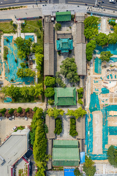 航拍河南鄭州城隍廟古建筑群