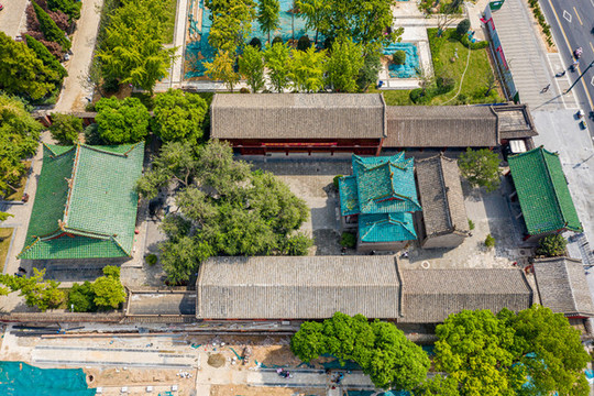 航拍河南鄭州城隍廟古建筑群