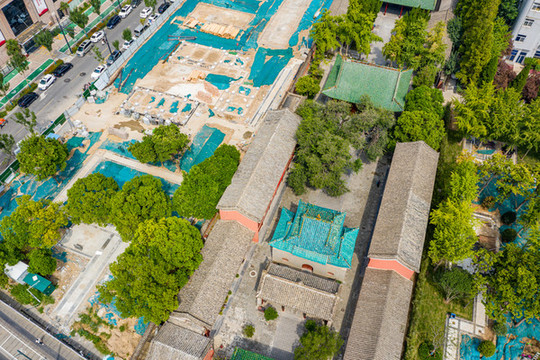 航拍河南鄭州城隍廟古建筑群