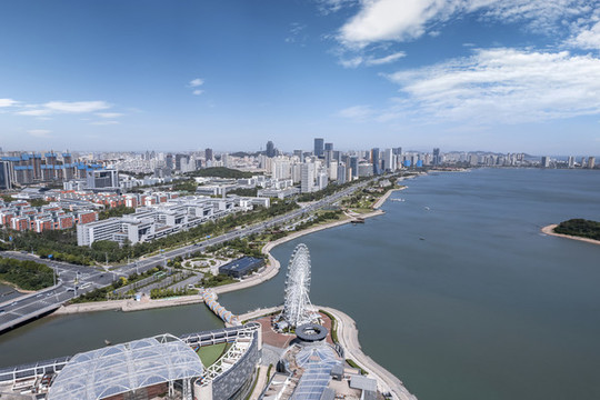 航拍青島西海岸現代建筑