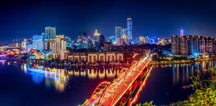 中國廣西柳州柳江夜景風(fēng)光