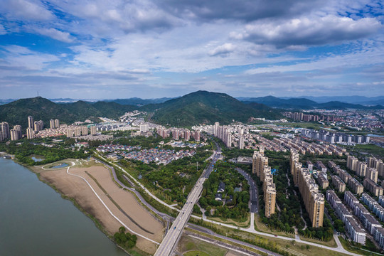 浙江紹興上虞航拍城市風(fēng)光