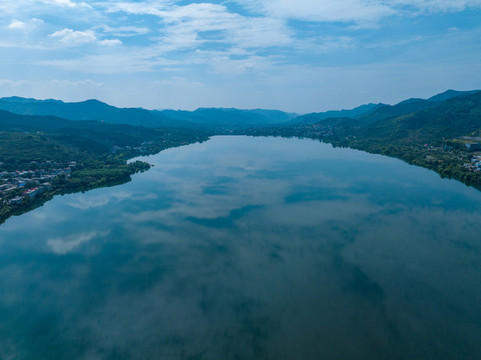 航拍濟南錦繡川水庫