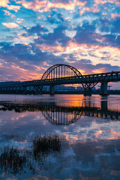 鐵路橋夕陽