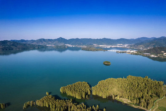 寧波余姚市四明湖航拍風(fēng)光
