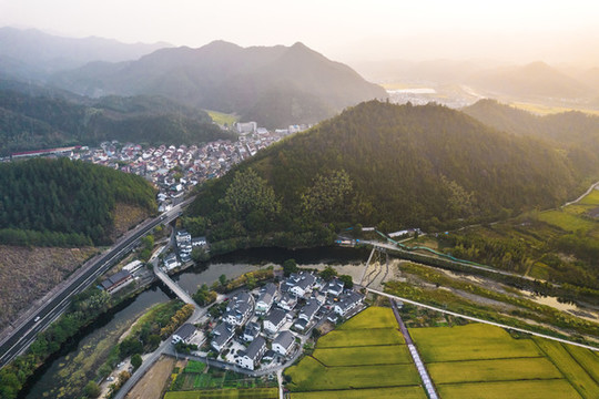 清晨日出美麗鄉(xiāng)村稻田