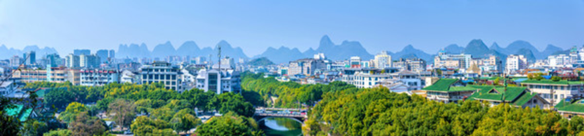 中國廣西桂林城市全景風(fēng)光