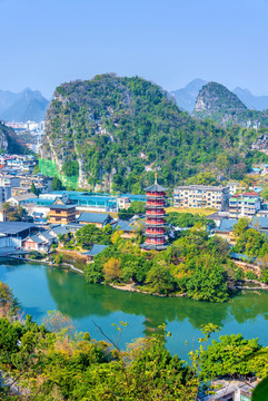 中國廣西桂林木龍湖木龍塔