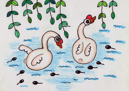 兒童插畫大白鵝
