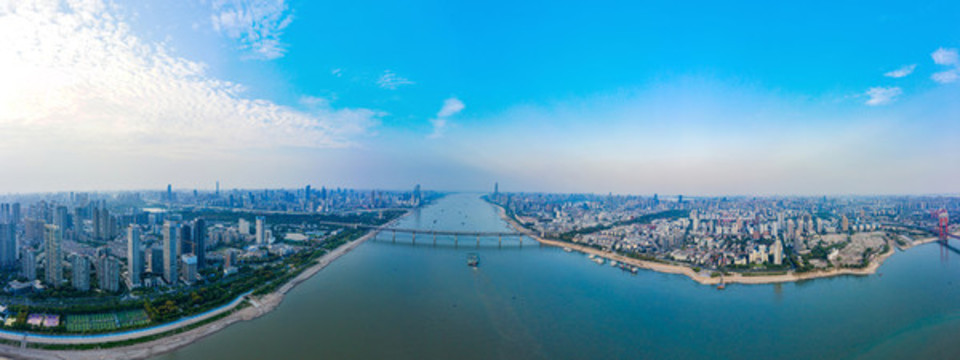 航拍武漢長江大橋全景圖