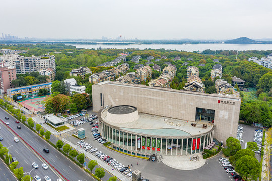 航拍湖北美術(shù)館展館建筑外景