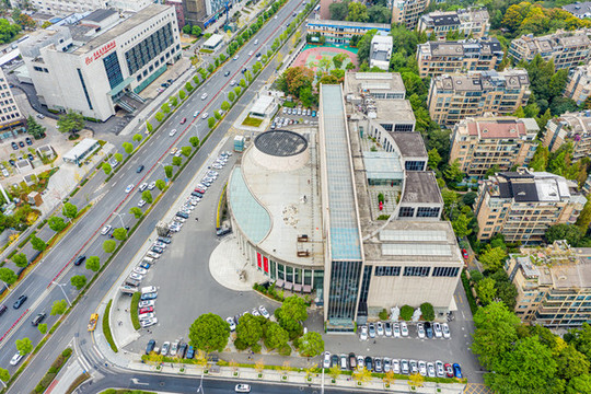 航拍湖北美術(shù)館展館建筑外景