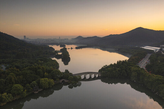 杭州市湘湖景区航拍