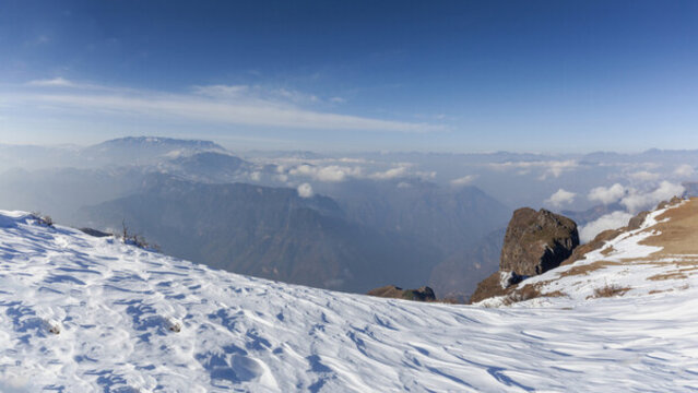 云南昭通大山包雪山冬季風(fēng)景