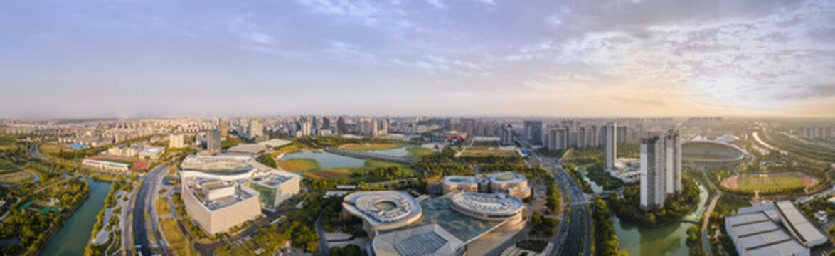 揚(yáng)州明月湖航拍全景