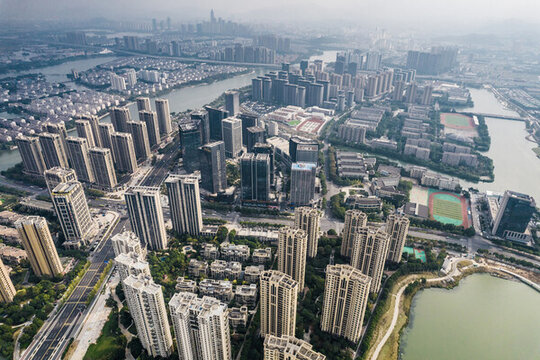 紹興市鏡湖新區(qū)航拍城市風光