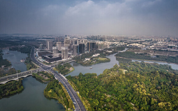 紹興市鏡湖新區(qū)航拍城市風(fēng)光